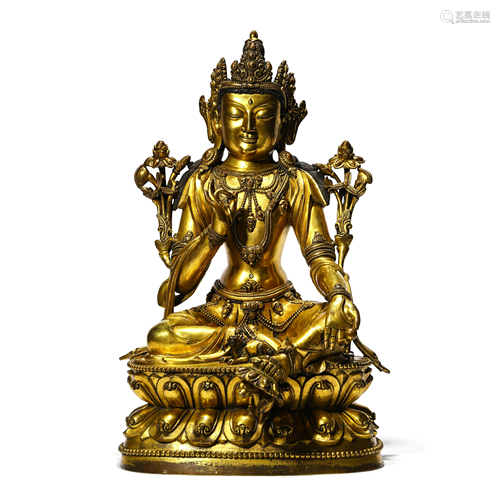 A Gilt Bronze Figure Of Ksiti Garbha