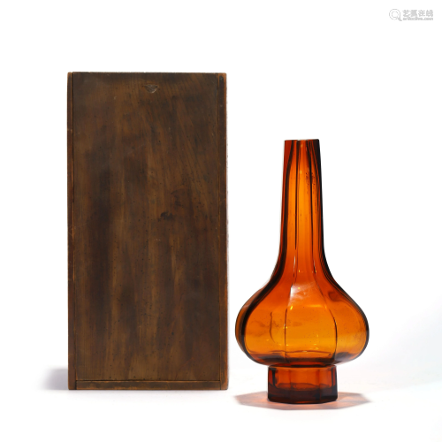 An Amber Glass Hexagonal Vase, Jiajing Mark