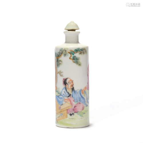A Famille Rose Figural Snuff Bottle, Shendetang Mark