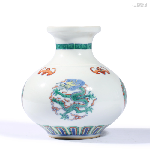 A Doucai Glazed Dragon Water Pot , Qianlong Mark