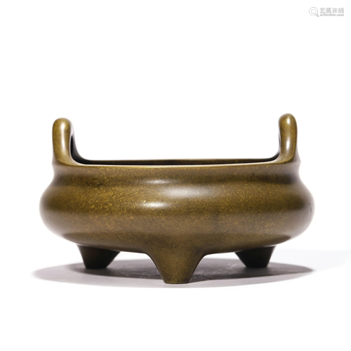 A Bronze Double-Eared Incense Burner