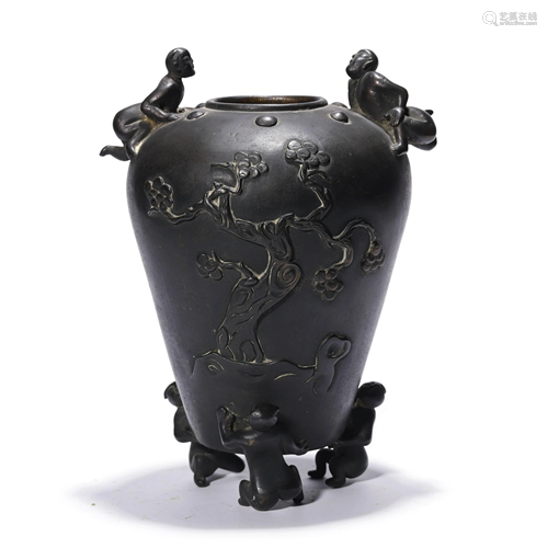 A Bronze Figural Vase