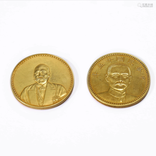 Pair Chinese Gold Coins