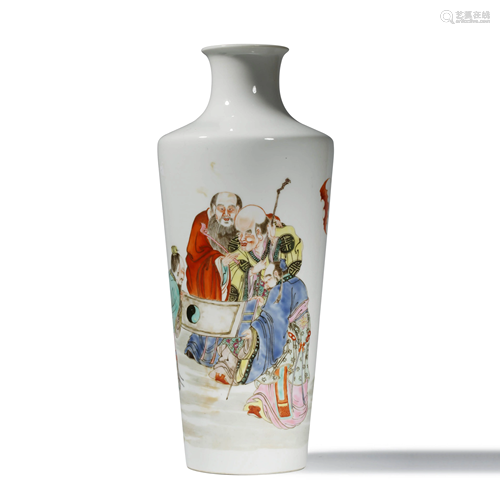 A Famille Rose Figural Vase