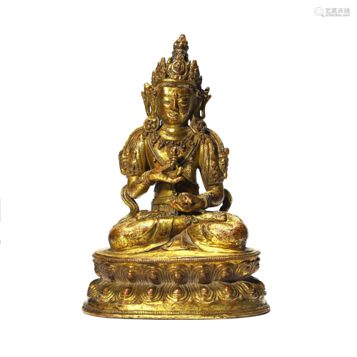 A Gilt Bronze Figure Of Kara Buddha