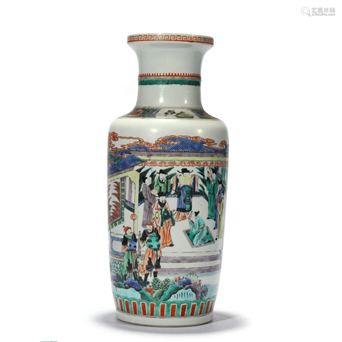 A Famille Verte Mallet Vase, Kangxi Mark