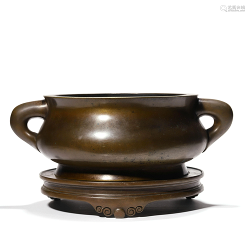 A Bronze Censer with Double Handles, Xuande Mark