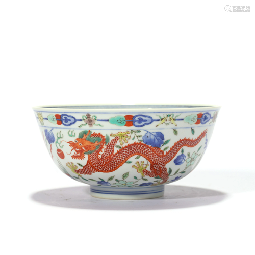 A Wucai Dragon And Phoenix Bowl