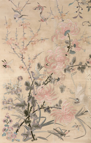An Embroidered Flower Silk Scroll