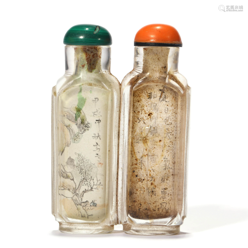 A Conjoined Interior Painting Glass Snuff Bottles