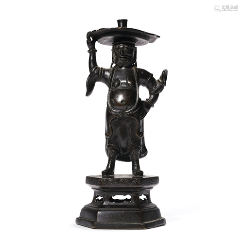 A Bronze Figural Candlestick