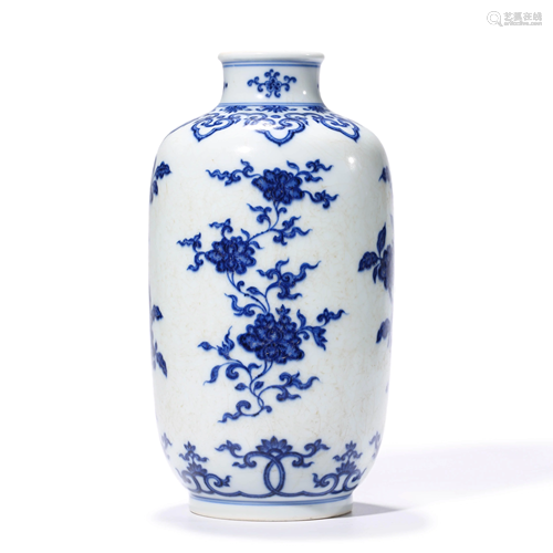 A Blue And White Floral Lantern-Shaped Vase