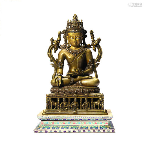 A Gilt Bronze Figure Of Shakyamuni