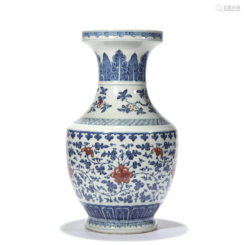 An Underglaze Blue and Copper Red Zun Vase, Qianlong