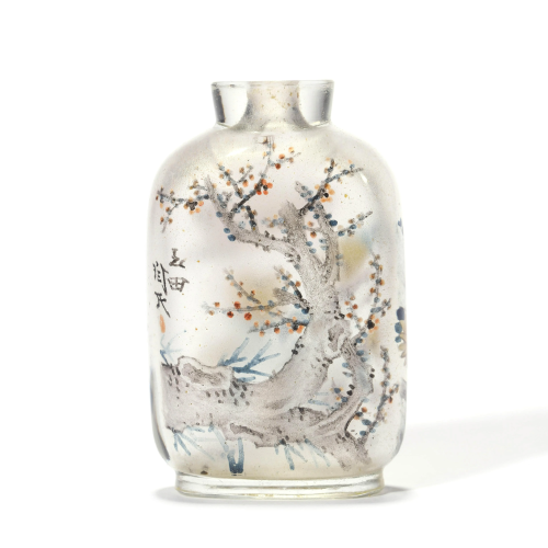 An Interior Painting Flower And Bird Glass Snuff Bottle