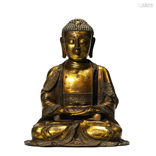 A Gilt Bronze Figure Of Shakyamuni