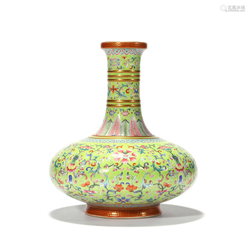 A Famille Rose Boxiang Flower Bottle Vase