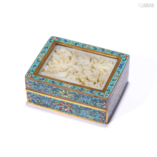 A White Jade Panel Inlaid Cloisonne Enamel Box