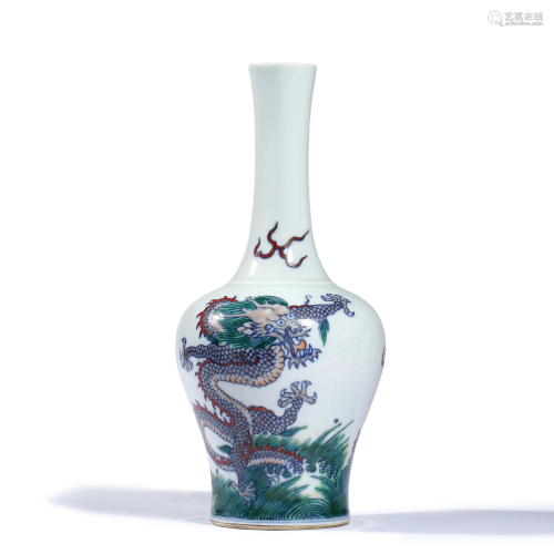 A Doucai Glazed Dragon Mallet Vase, Yongzheng Mark