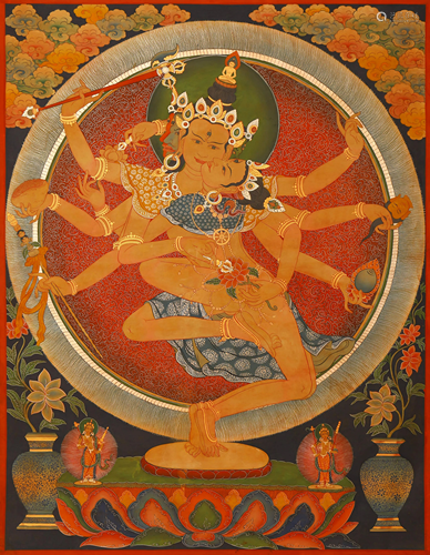 A Painted Thangka Of Samvara