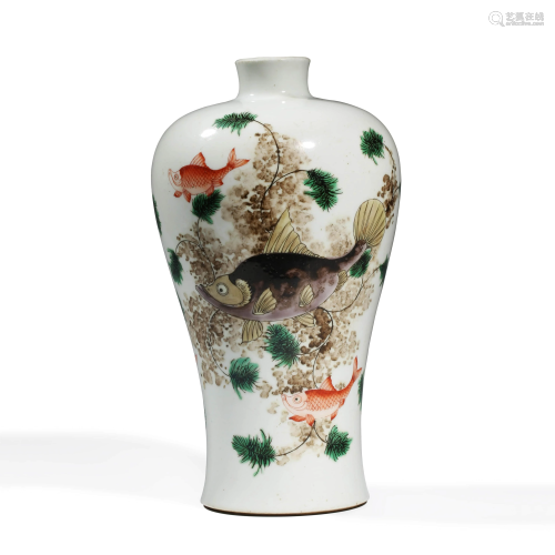 A Famille Rose Carps Meiping Vase