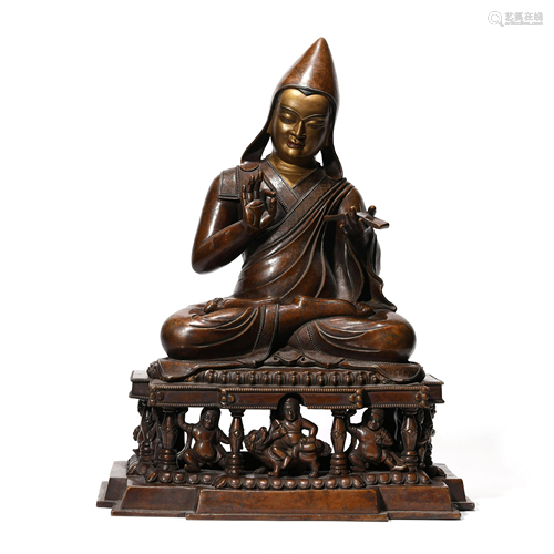 A Gilt Bronze Figure Of Tsong Khapa