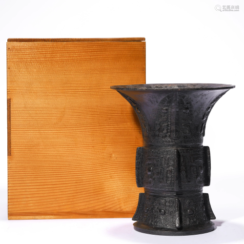 A Bronze Taotie Zun Vase