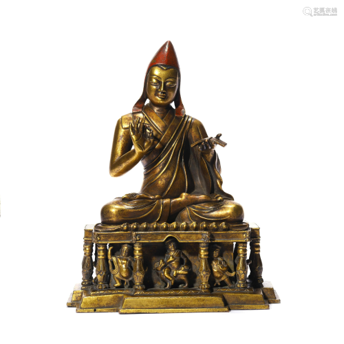 A Gilt Bronze Figure Of Guru
