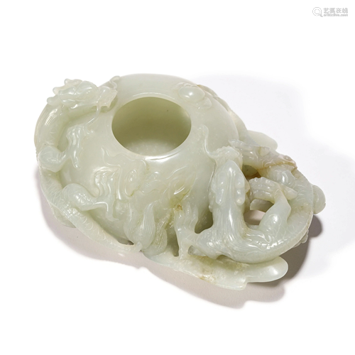 A Carved Jade Twin-Dragon Washer