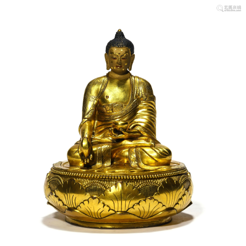 A Gilt Bronze Figure Of Medicine Buddha