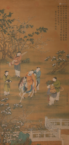 A Chinese Figure Painting Scroll Signed Ren Renfa