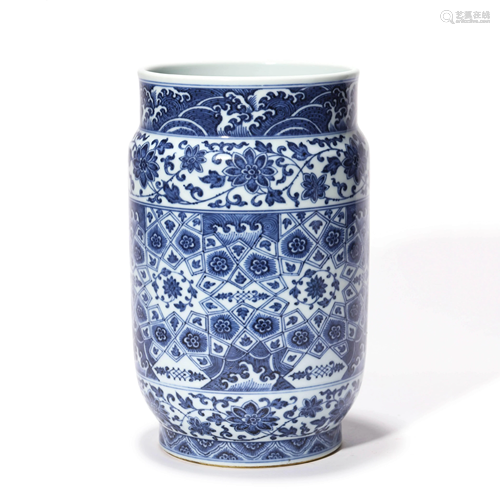 A Blue And White Flower Jar