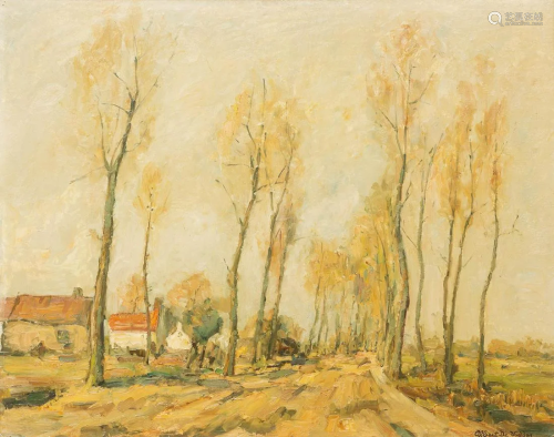 Albert DE VADDER (XX-XXI) A painting 'The road' a farm