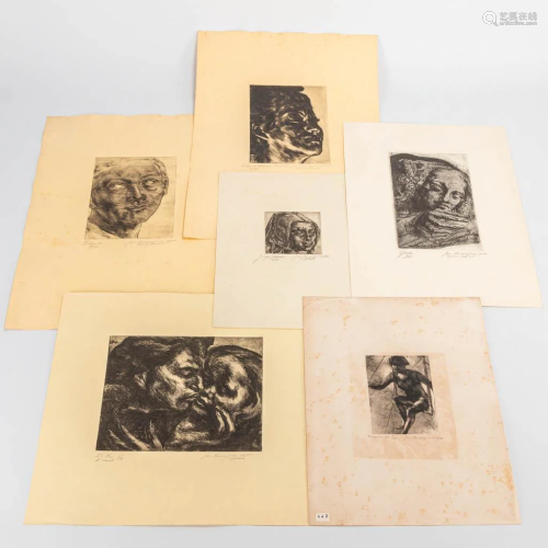 Jos VERDEGEM (1897-1957) A collection of 6 engravings