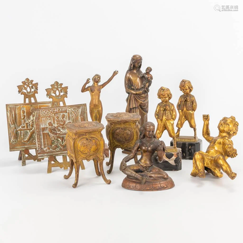 An assembled collection of 10 bronze and spelter