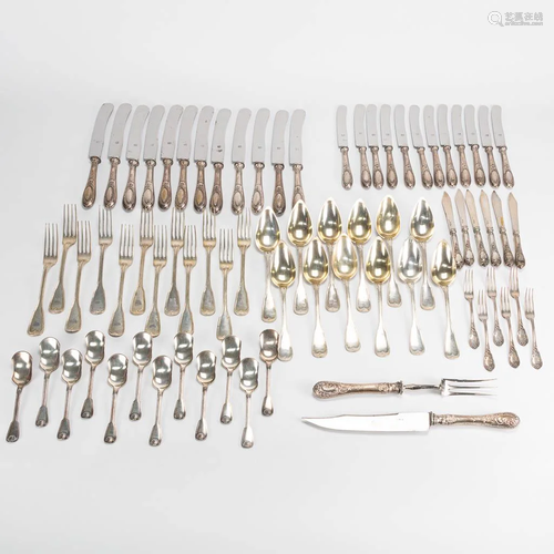 An assembled collection of silver and silver-plated