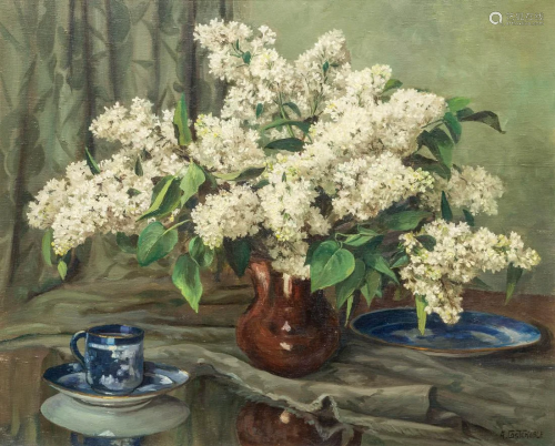 August COSTENOBLE (1894-1976) 'Flower vase', oil on