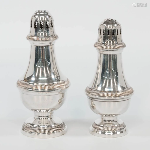 A set of 2 Christofle silver-plated sugar casters,