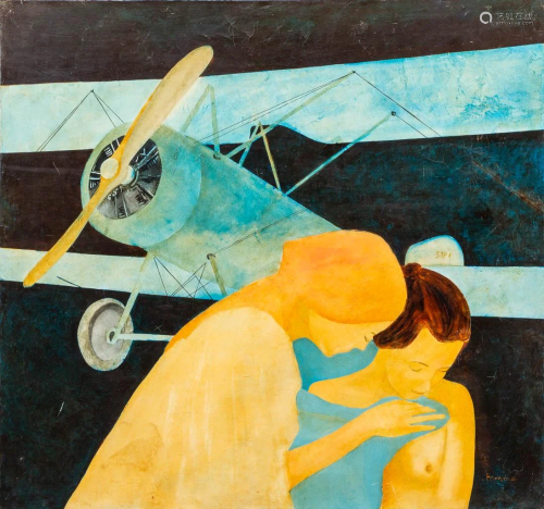 Jason TOMME (XX-XXI)(attr.) a painting of an airplane