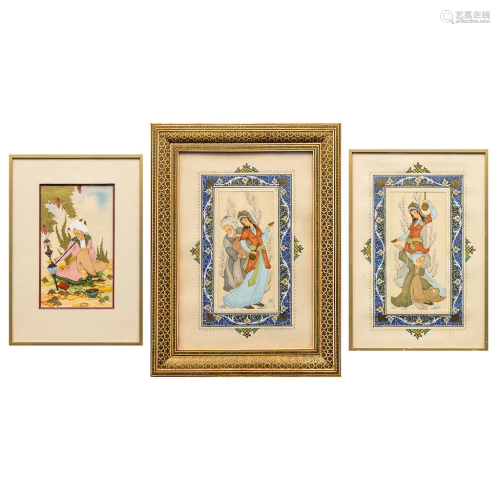 A collection of 3 Oriental plaques hand painted of