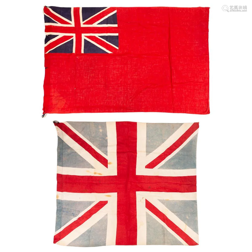 A set of 2 British flags 'The Red Ensign' for trade