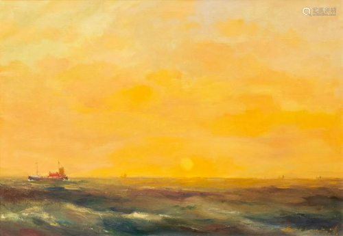 EECKHOUT (XX) A 'Marine at dawn' painting, oil on