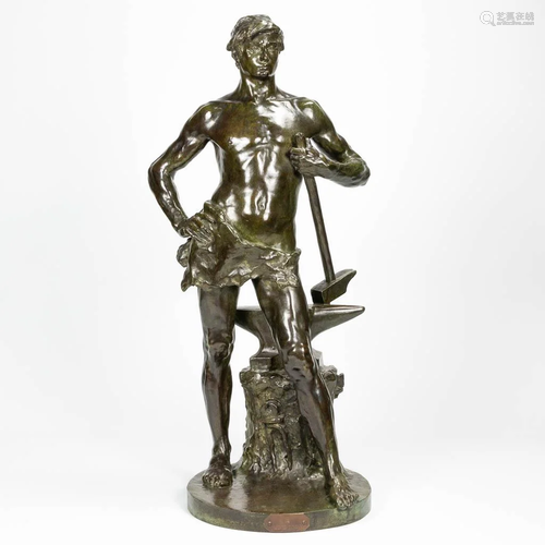 Georges BAREAU (1866-1931) 'Le Forgeur' a large bronze