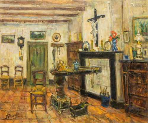 Jehan FRISON (1882-1961) 'Antique Interior', oil on
