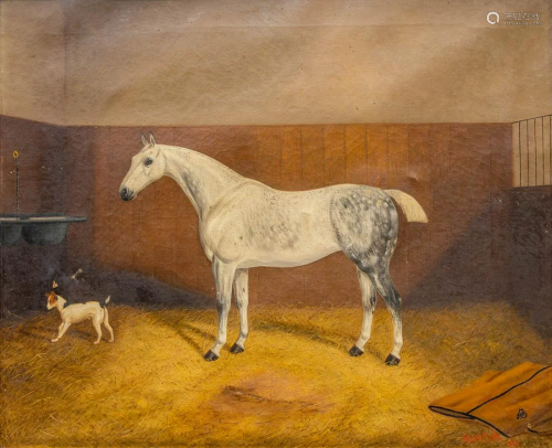 Henry MARK (XX) 'Stella' a painting of a horse and dog