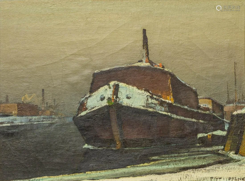 Piet LIPPENS (1890-1981) 'A Trawler' a painting oil on