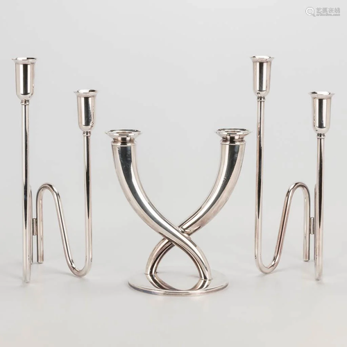 A silver-plated candelabra made by Gio Ponti for