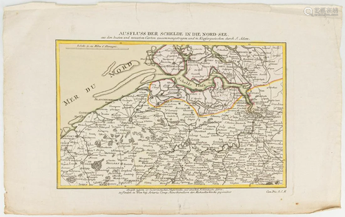 J. ADAM (XVII-XVIII) An antique map of Flanders and