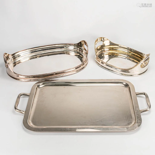 An assebled collection of 3 serving trays made of