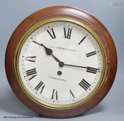 An early 20th century mahogany cased wall clock, A.A. Osborn...